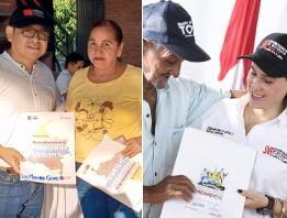 Funcionarios SNR entregando Títulos de Propiedad a ciudadanos Momposinos